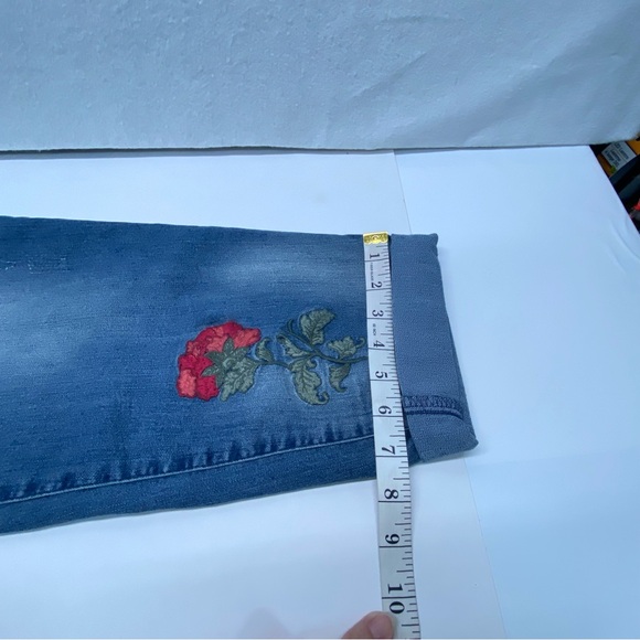 Vintage American Blues Womens 16 Embroidered Floral Boyfriend Jeans Boho Hippie - Picture 9 of 13